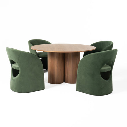Depew - Mid-Century Modern Walnut Round Dining Table