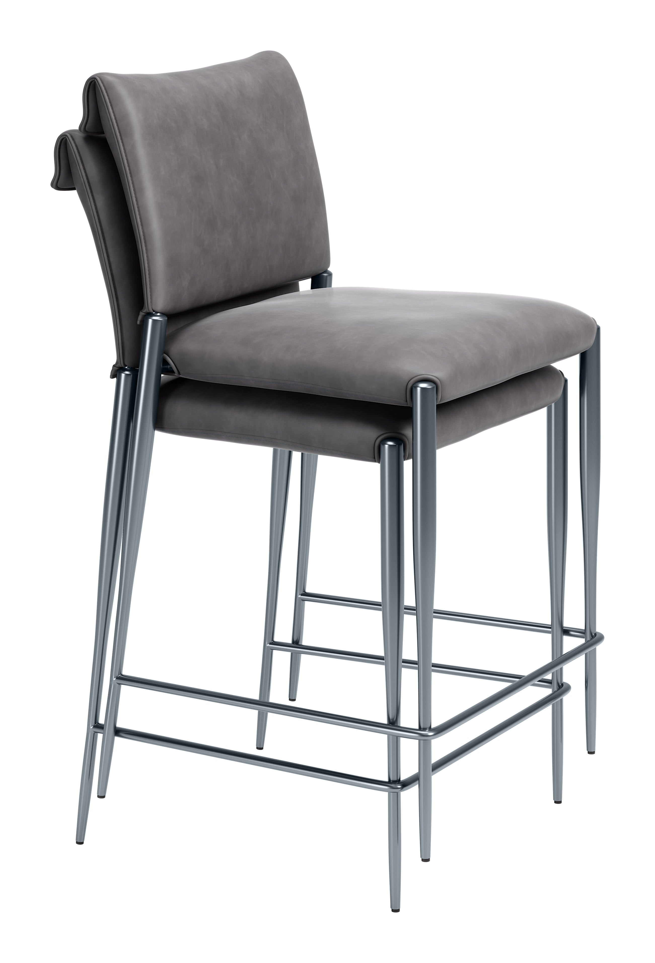 Freesia Counter Stool (Set of 2) Charcoal Gray