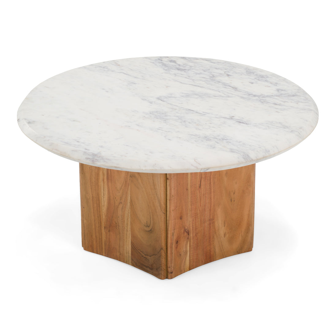 Dillinger - Modern White Marble + Mango Wood Coffee Table