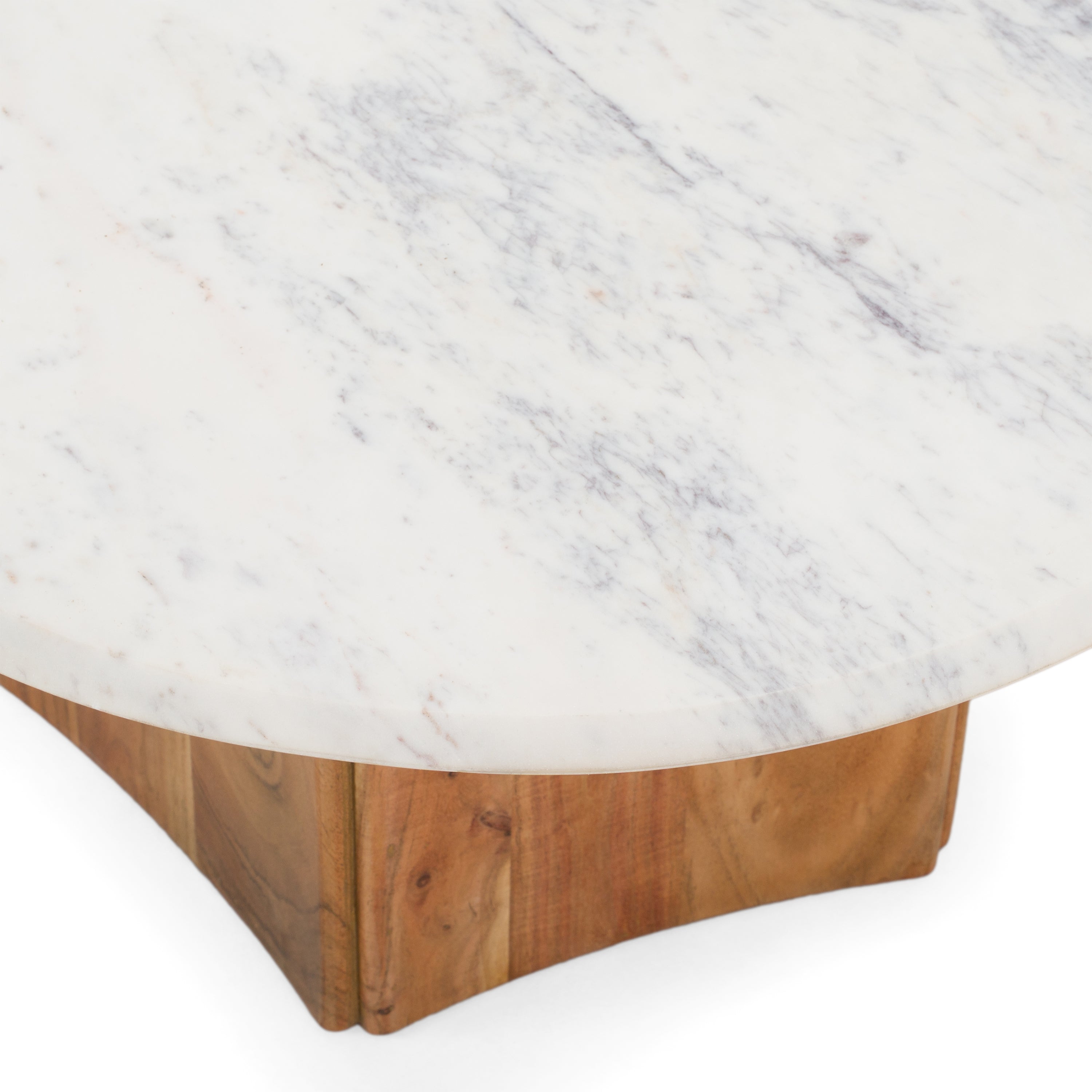 Dillinger - Modern White Marble + Mango Wood Coffee Table - image 2