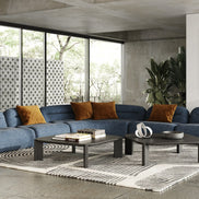Forman - Modern Blue Fabric Modular Armless Sectional Seat - image 5