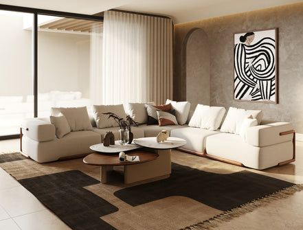 Simone - Modern Off-White Fabric Sectional Sofa - image 4