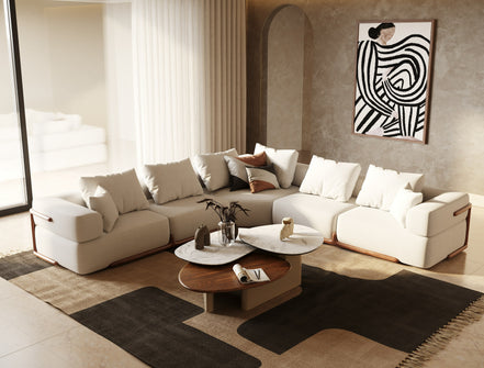 Simone - Modern Off-White Fabric Sectional Sofa - image 3