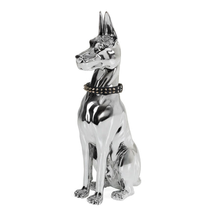 Doberman Dog - Silver Fiberglass Sculpture - image 3