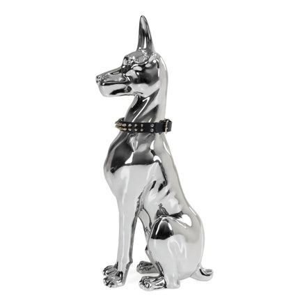 Doberman Dog - Silver Fiberglass Sculpture - image 4