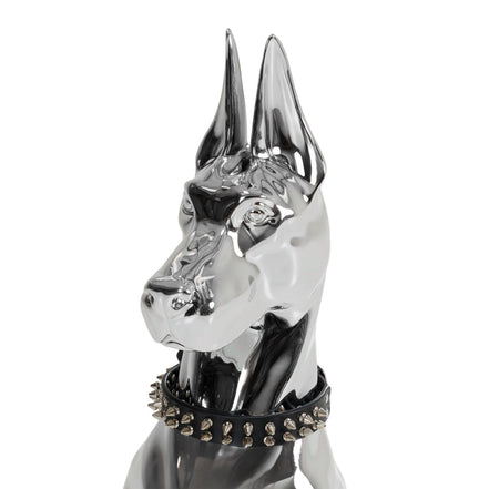 Doberman Dog - Silver Fiberglass Sculpture - image 5