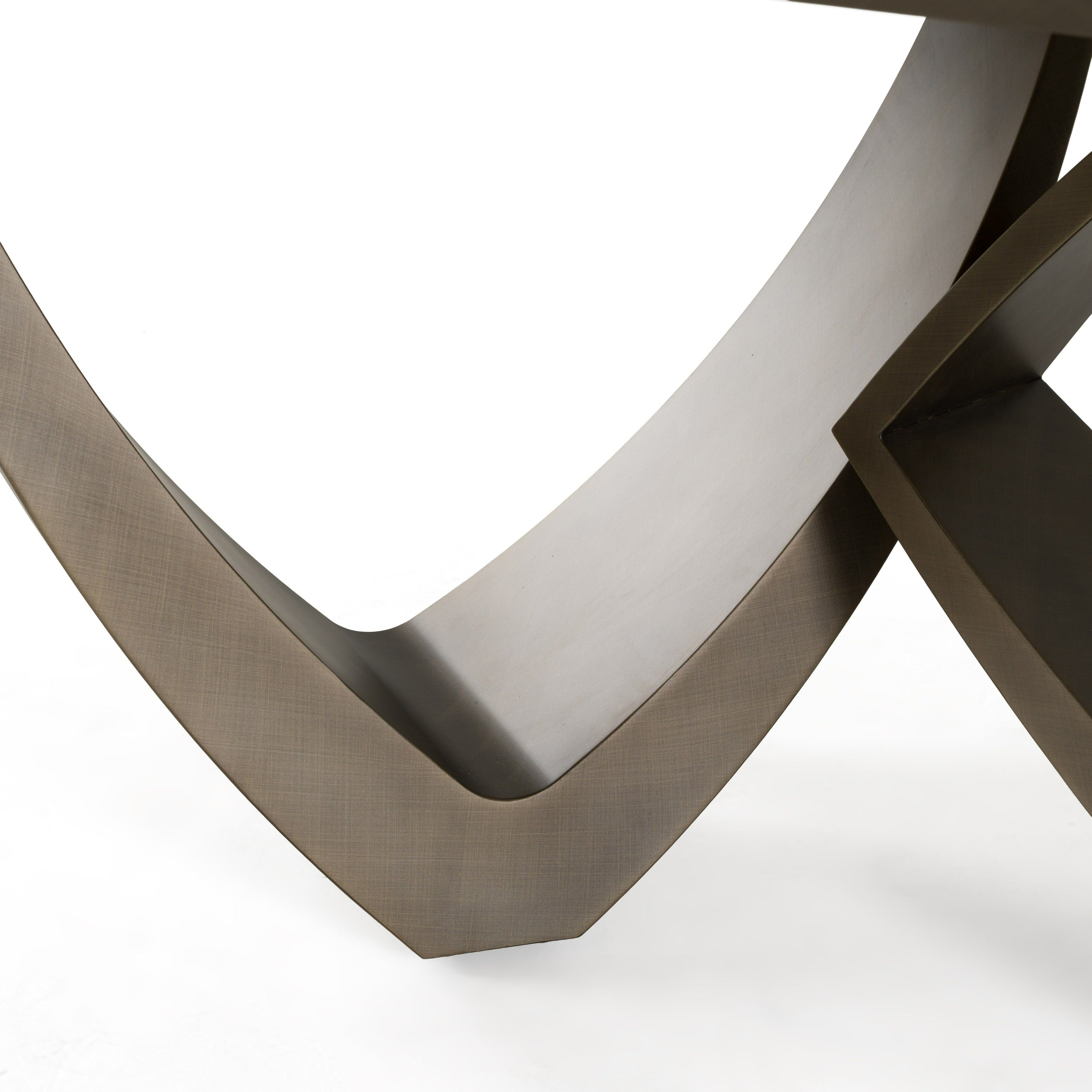 Dollemore - Modern Faux Travertine Ceramic + Antique Brass Dining Table - image 3