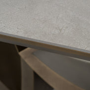 Dollemore - Modern Faux Travertine Ceramic + Antique Brass Dining Table - image 4
