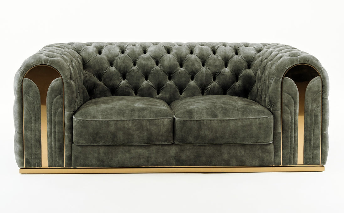 Dosie - Transitional Grey Velvet Loveseat