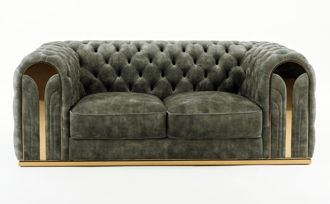 Dosie - Transitional Grey Velvet Loveseat