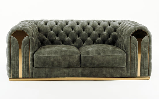 Dosie - Transitional Grey Velvet Loveseat