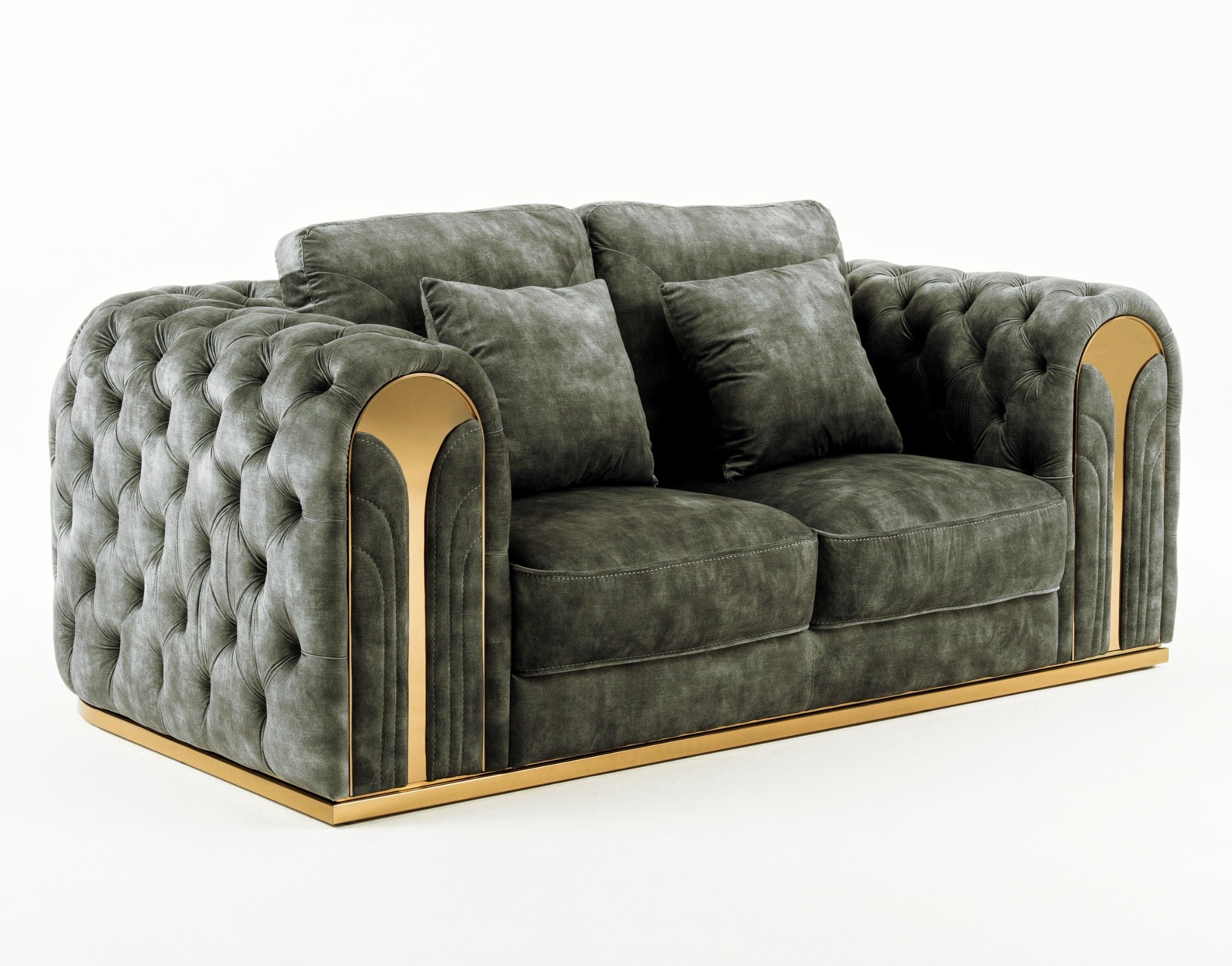 Dosie - Transitional Grey Velvet Loveseat - image 2