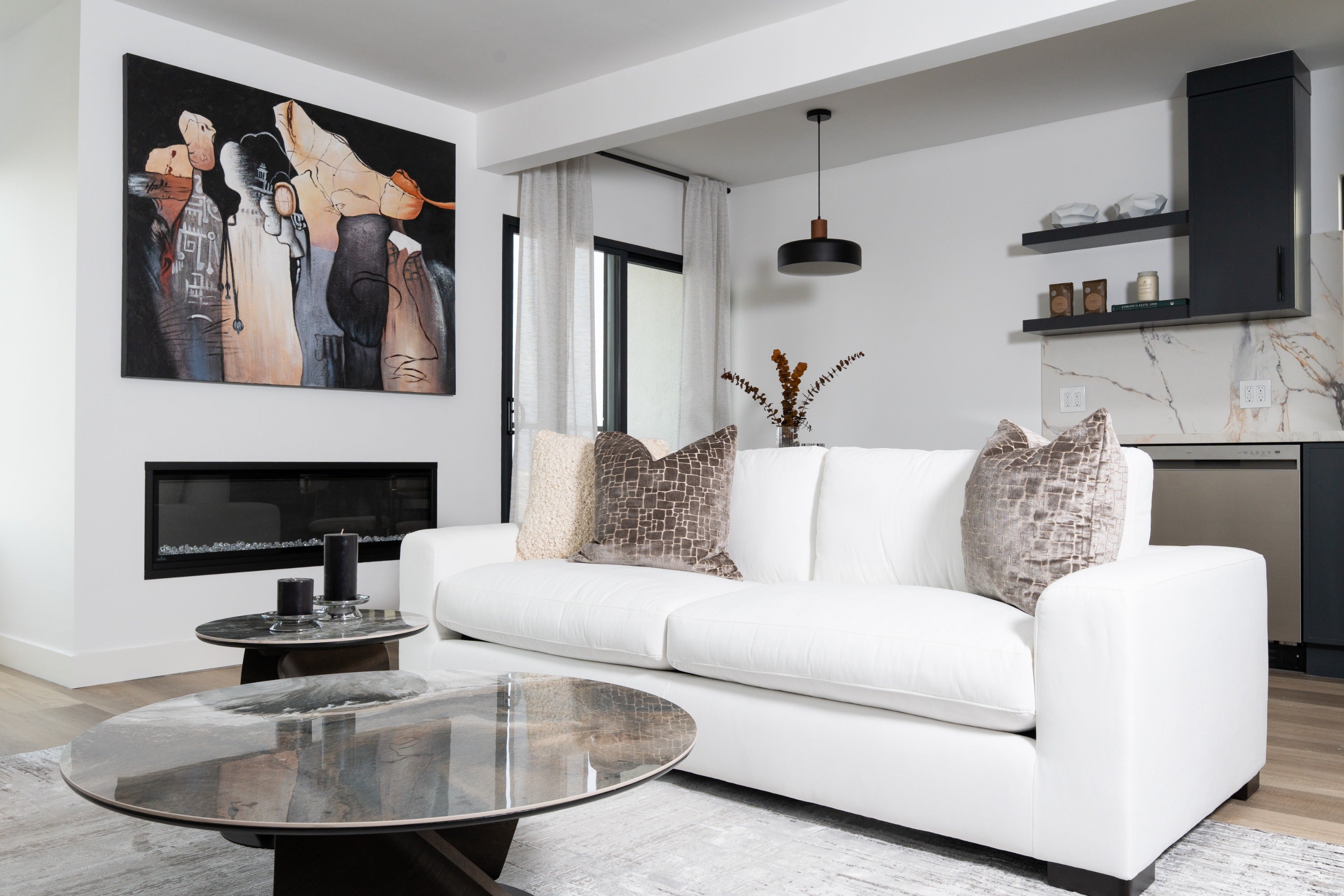 Poppy - Modern White Fabric Sofa - image 2