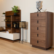 Chelton- Contemporary Walnut and White Ceramic Chest