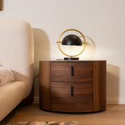 Chelton - Contemporary White Ceramic & Walnut Oval Nightstand - image 2