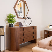 Chelton - Contemporary White Ceramic & Walnut Dresser