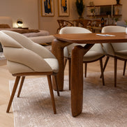 Michael - Mid-Century Modern Beige Vegan Leather + Walnut Dining Chair - image 2