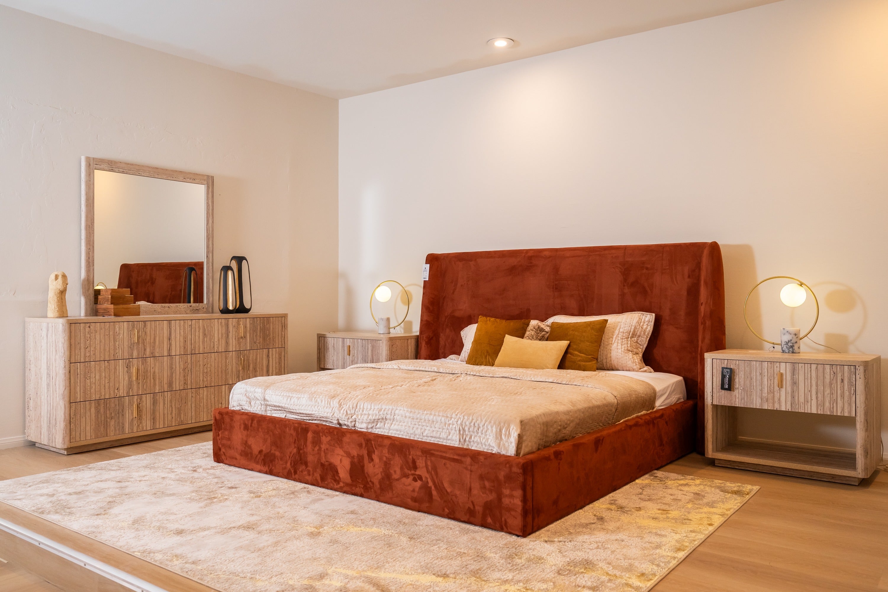 Roma - Modern Faux Travertine + Gold Dresser - image 2