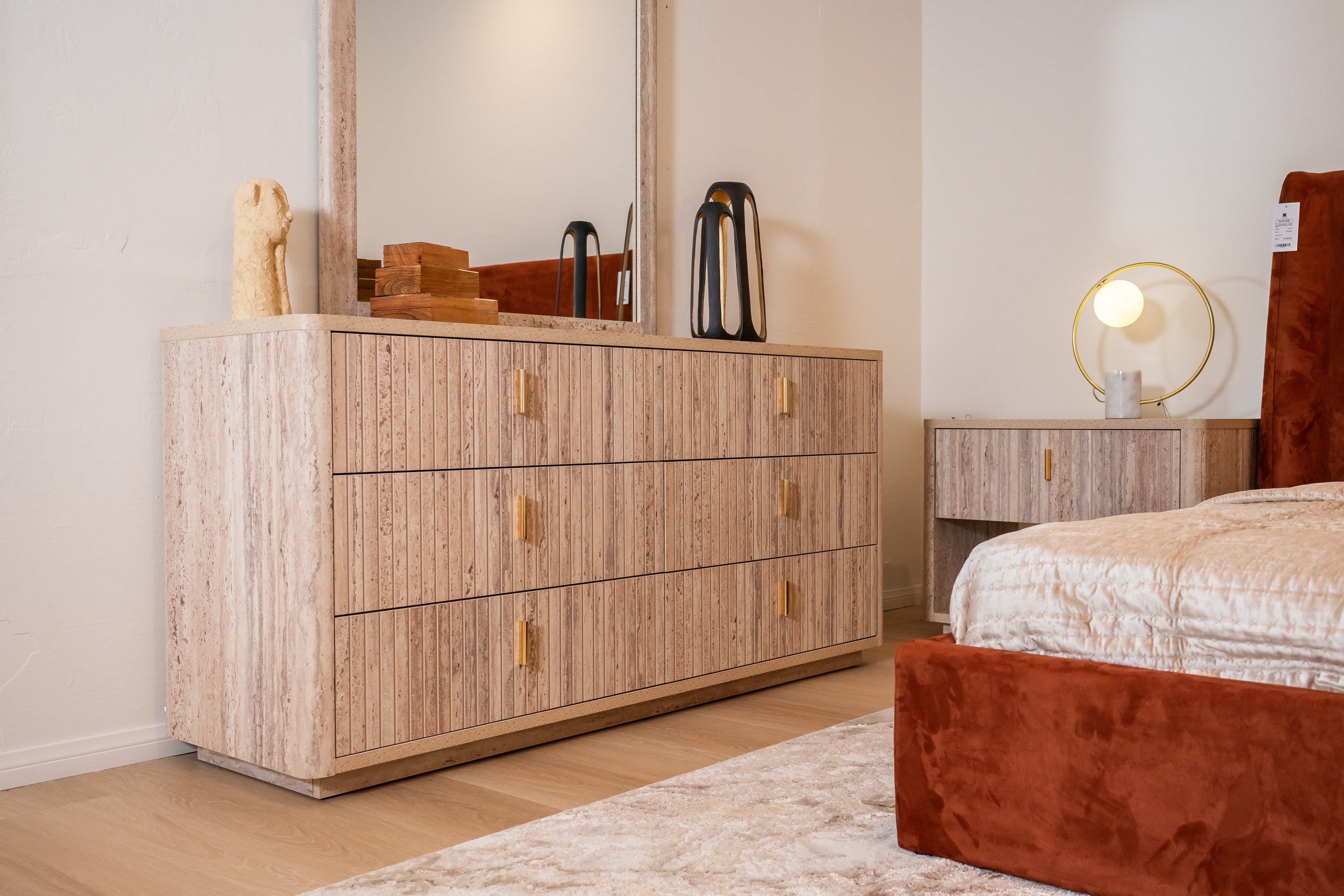 Roma - Modern Faux Travertine + Gold Dresser - image 3