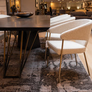 Claudine - Modern Light Grey Fabric & Antique Brass Dining Chair