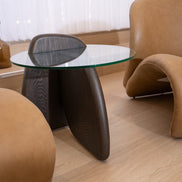 Buxton - Mid-Century Modern Glass + Dark Walnut End Table