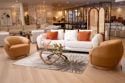 Michele - Modern Glass + Walnut Coffee Table
