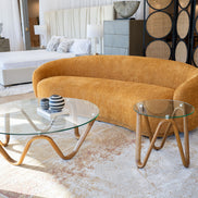 Lassen - Modern Glass & Walnut End Table