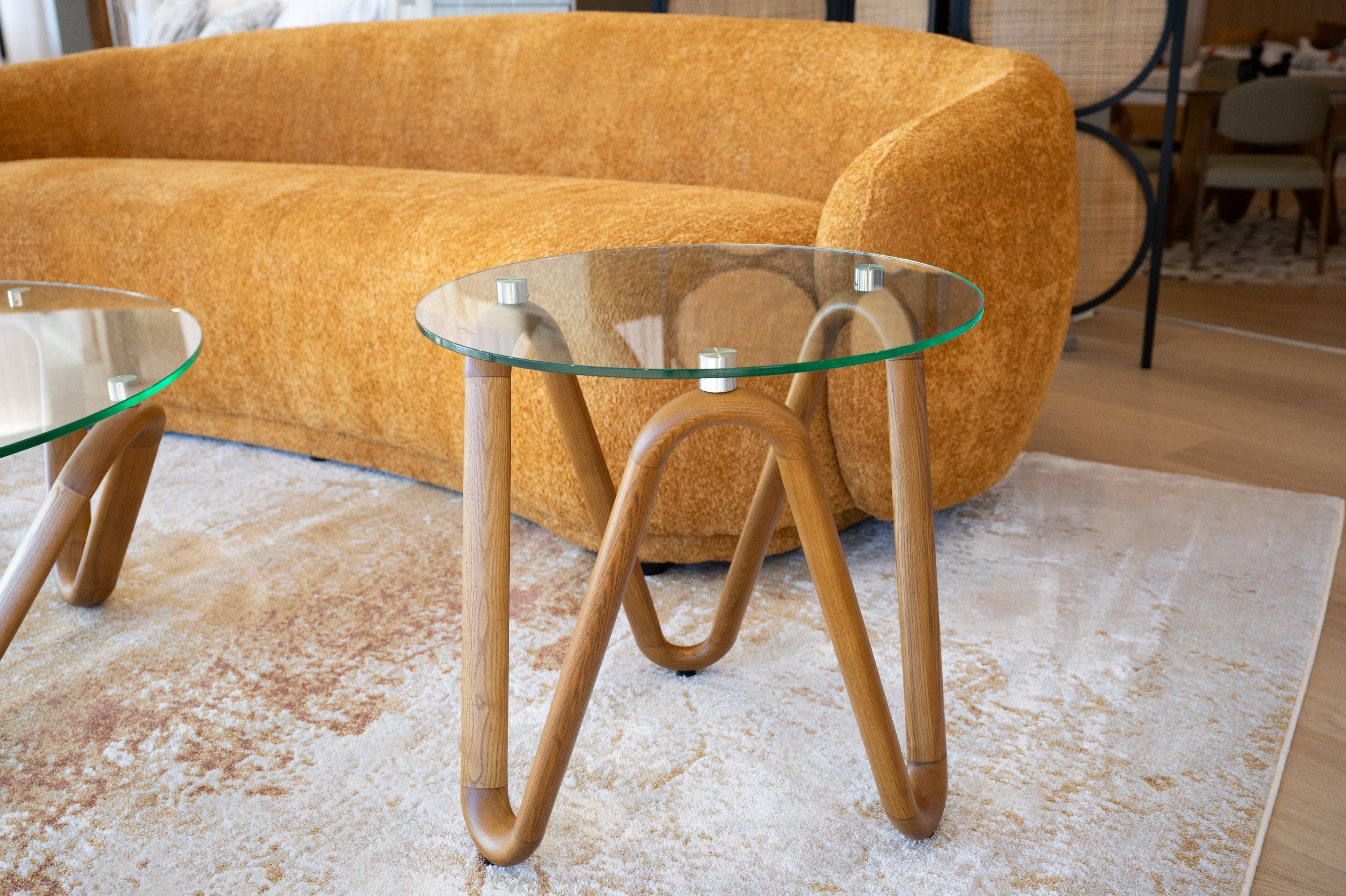 Lassen - Modern Glass & Walnut End Table - image 2