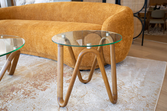 Lassen - Modern Glass & Walnut End Table - image 2