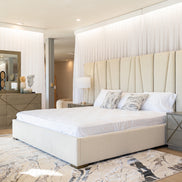 Nixa - Modern Beige Velvet + Brushed Bronze Bed-queen - image 5