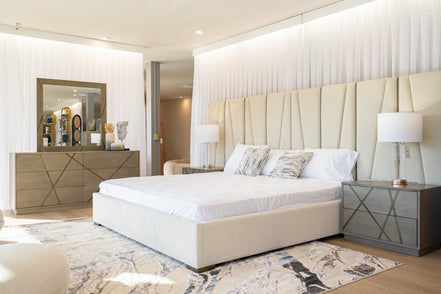 Nixa - Modern Beige Velvet + Brushed Bronze Bed-queen - image 5