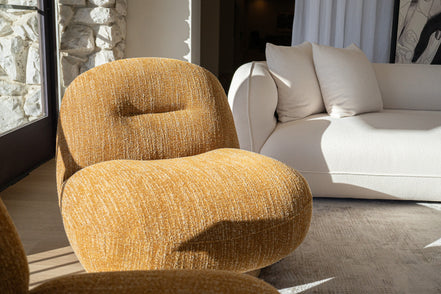 Renee - Modern Mustard Fabric Swivel Accent Chair - image 2