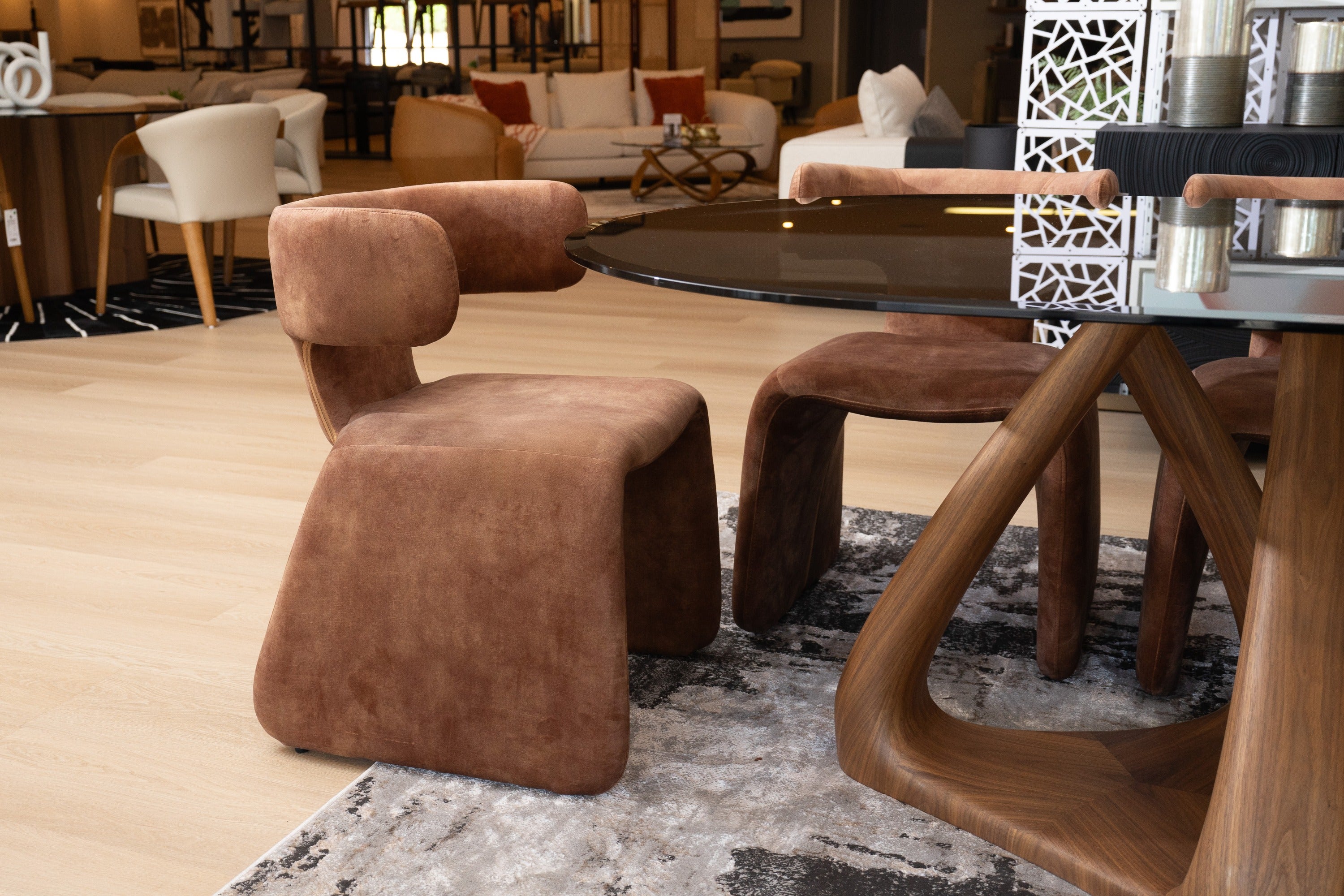 Bergman - Modern Camel Velvet Dining Chair - image 2