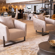 Forbis - Contemporary Light Grey Fabric + Bronze Accent Chair - image 2