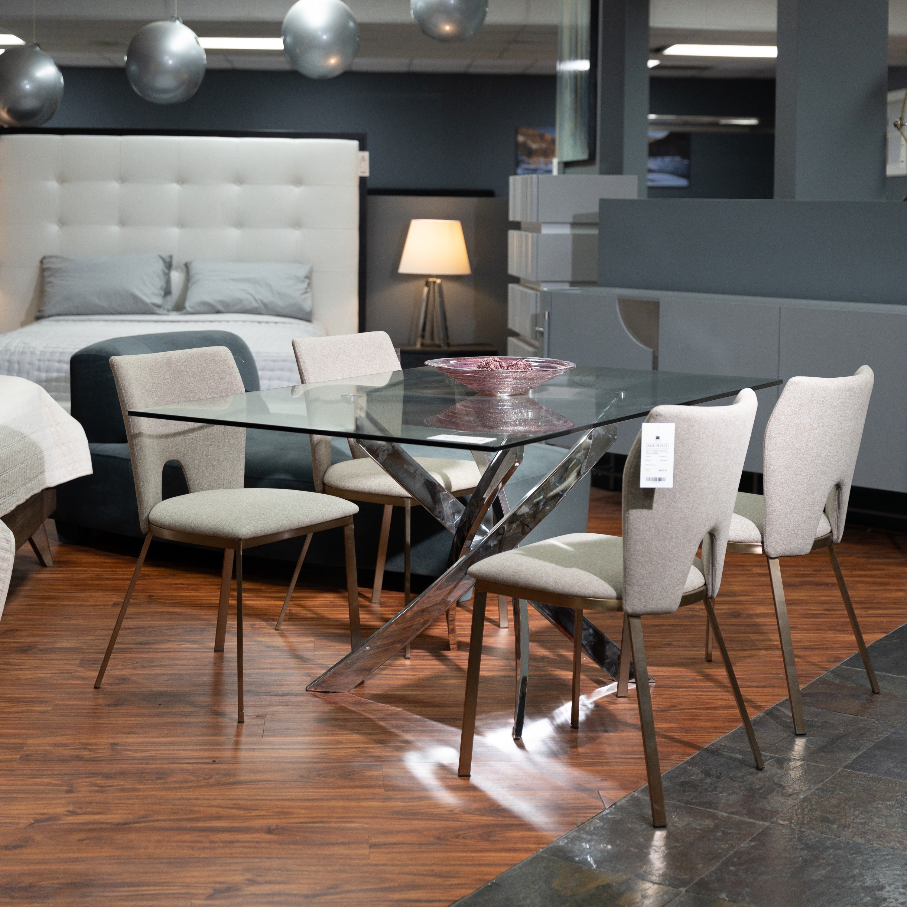 Pyrite Modern Rectangular Glass Dining Table - image 5