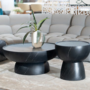 Akron - Modern Black & White Faux Marble Round Coffee Table - image 5