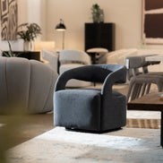 Dowsett - Modern Charcoal Fabric Swivel Accent Chair - image 5
