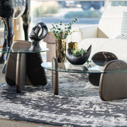 Buxton - Mid-Century Modern Glass + Dark Walnut Coffee Table