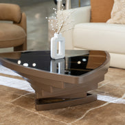 Jovial - Contemporary Brown Glass + Dark Gold Coffee Table - image 2