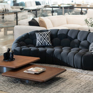 Yolonda - Modern Curved Black Fabric Sofa