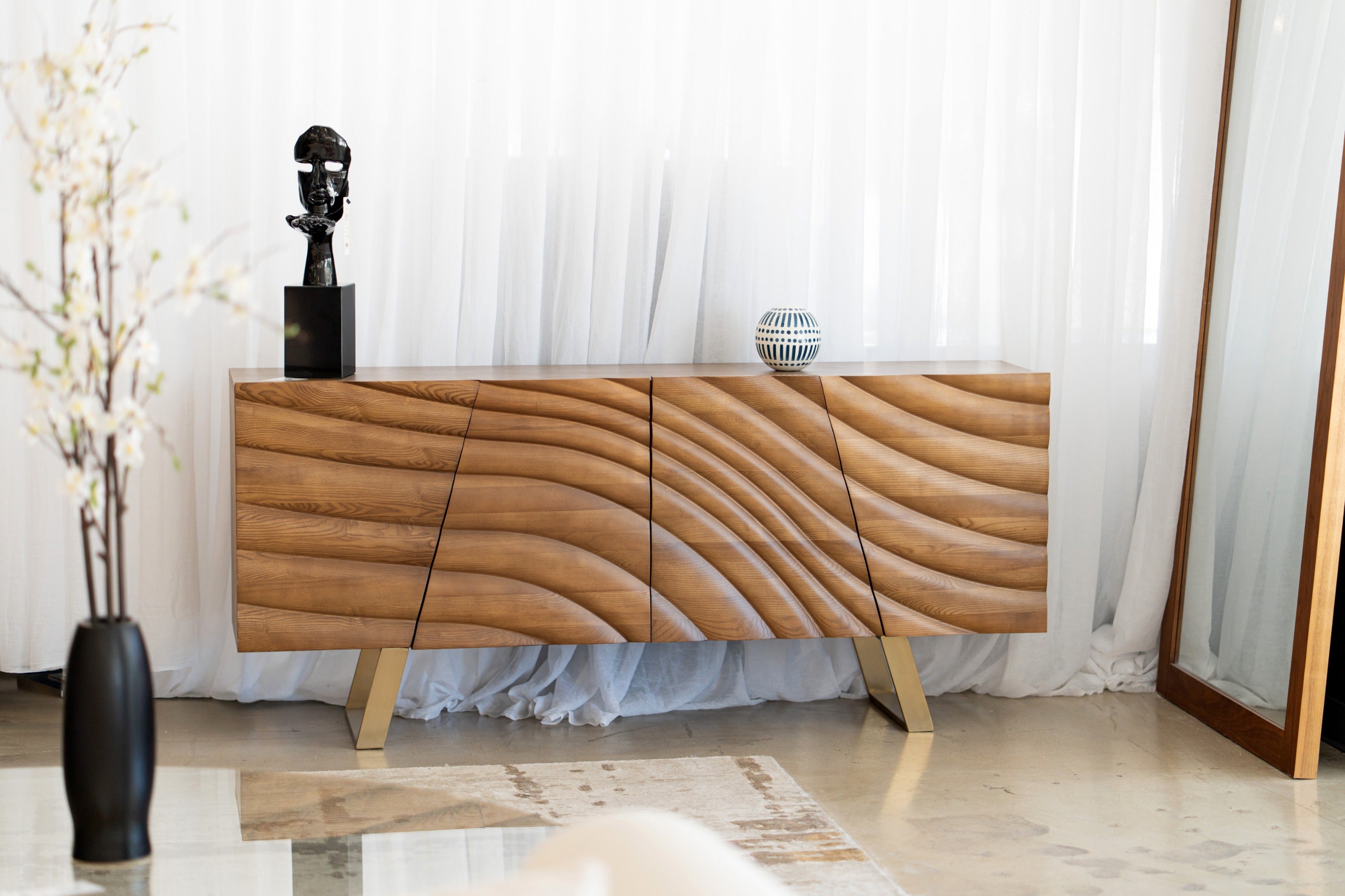 Finley Mid-Century Walnut & Gold Buffet - image 3