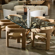 Mason Modern Glass & Walnut Dining Table - image 4