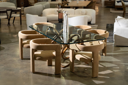 Mason Modern Glass & Walnut Dining Table - image 4