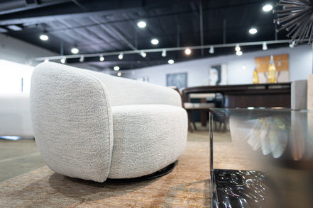 Omaha - Modern Swivel Off White Fabric Chair - image 4