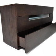 Ceres - Contemporary Brown Oak and Grey Dresser w/ LED Light