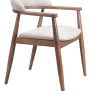 Goka Dining Chair Beige & Walnut