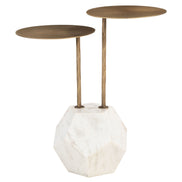 Anten Side Table Brass & White