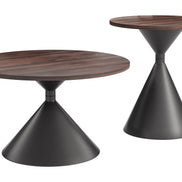 Rosk Coffee Table Set (2-Piece) Walnut & Black