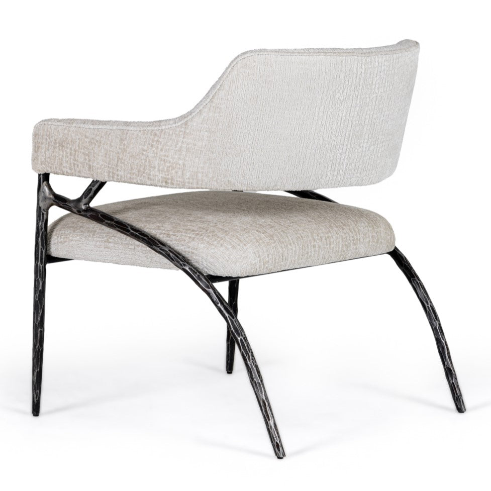 Ector - Modern Off-White Fabric + Forged Metal Accent Chair - image 2