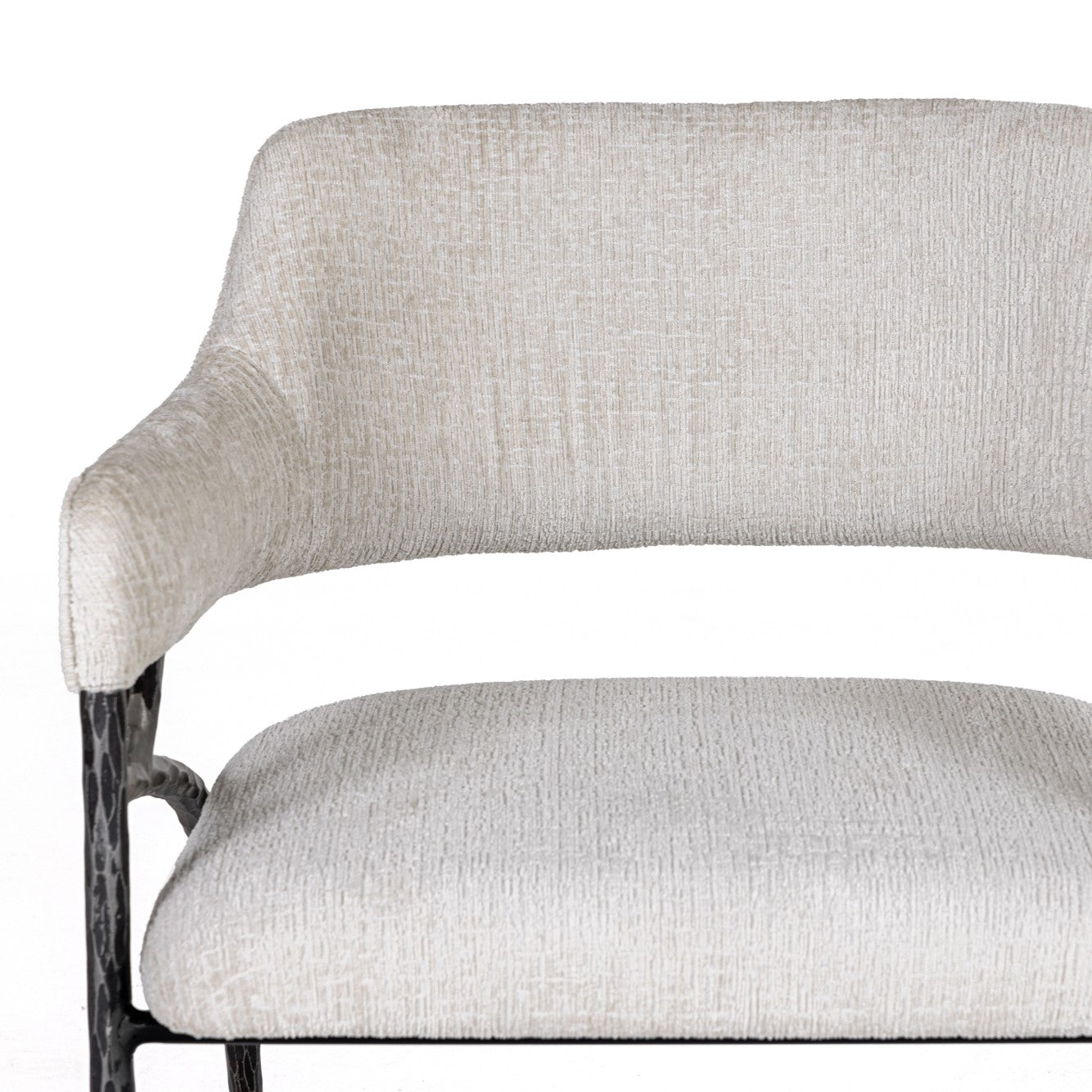 Ector - Modern Off-White Fabric + Forged Metal Accent Chair - image 3